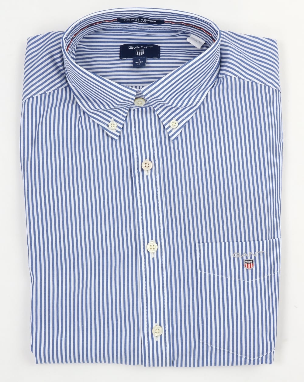 Gant Popeline Banker Gestreiftes Hemd Yale Blau