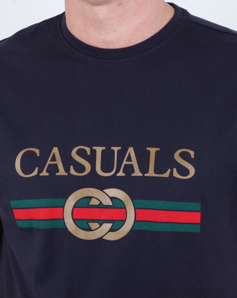 80er Casual Classics Designer Casual T-Shirt Marineblau