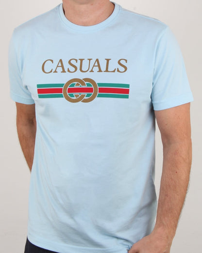 80er Casual Classics Designer Casual T-Shirt Himmelblau