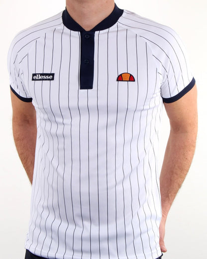 Ellesse – Poloshirt mit Nadelstreifen in Weiß