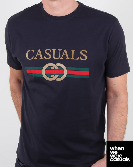 80s Casual Classics 80er Casual Classics Designer Casual T-Shirt Marineblau