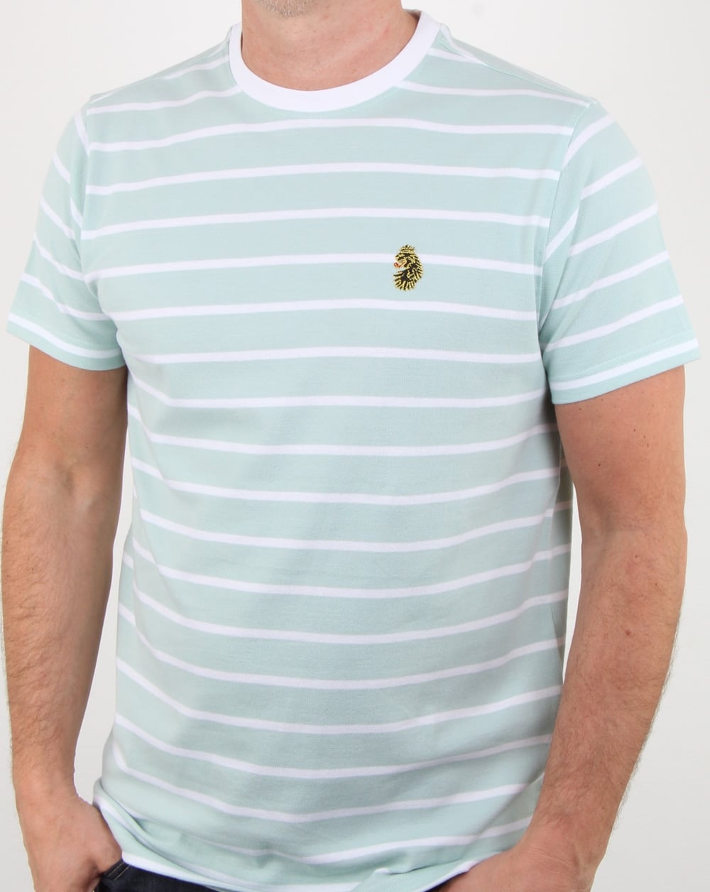 Luke Finn – T-Shirt mit feinen Streifen, Pastelltürkis