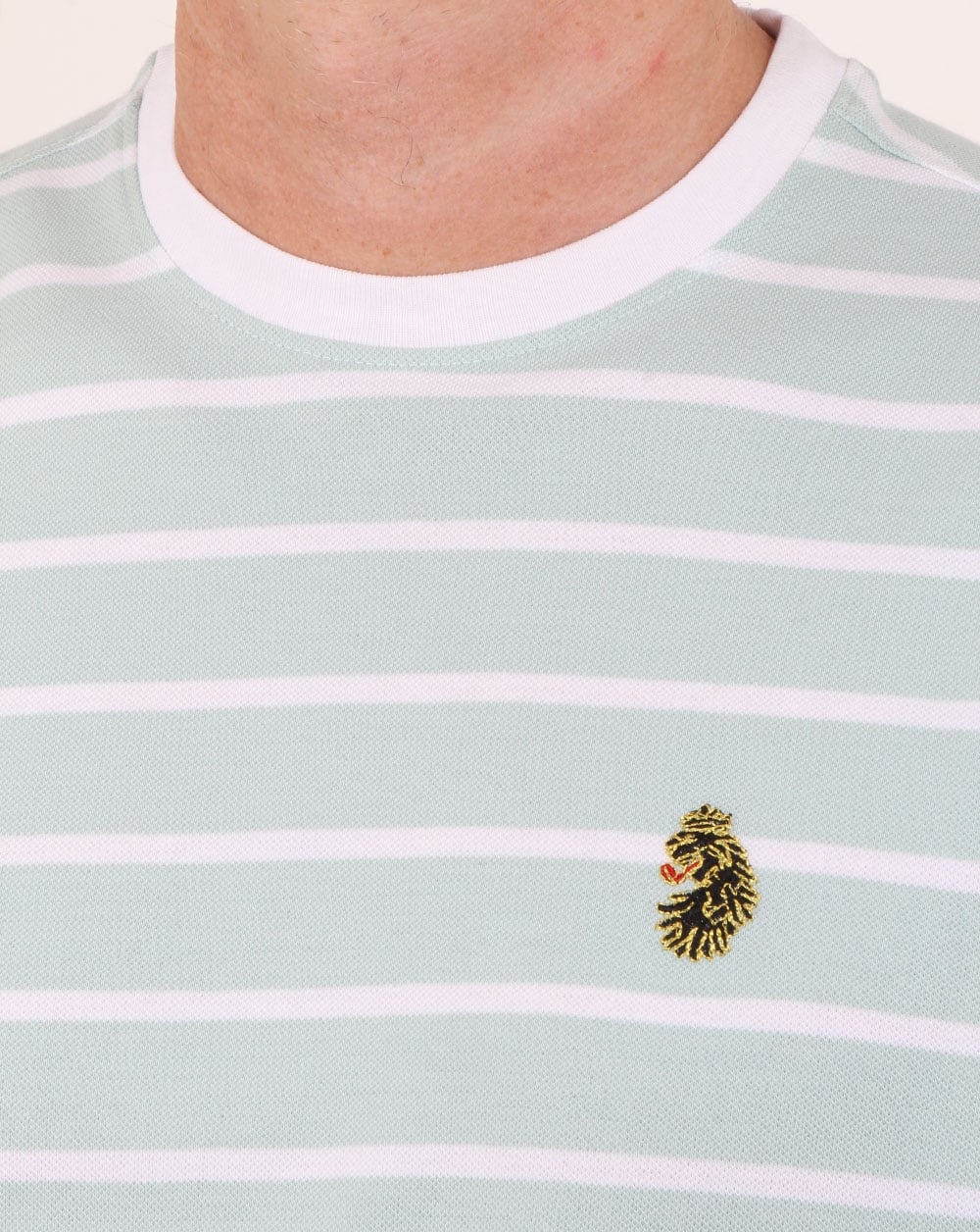 Luke Finn Fine Stripe T Shirt Pastel Turquoise