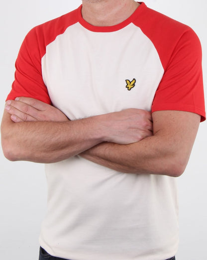 Lyle And Scott – Raglan-Ringer-T-Shirt in Muschelweiß meliert