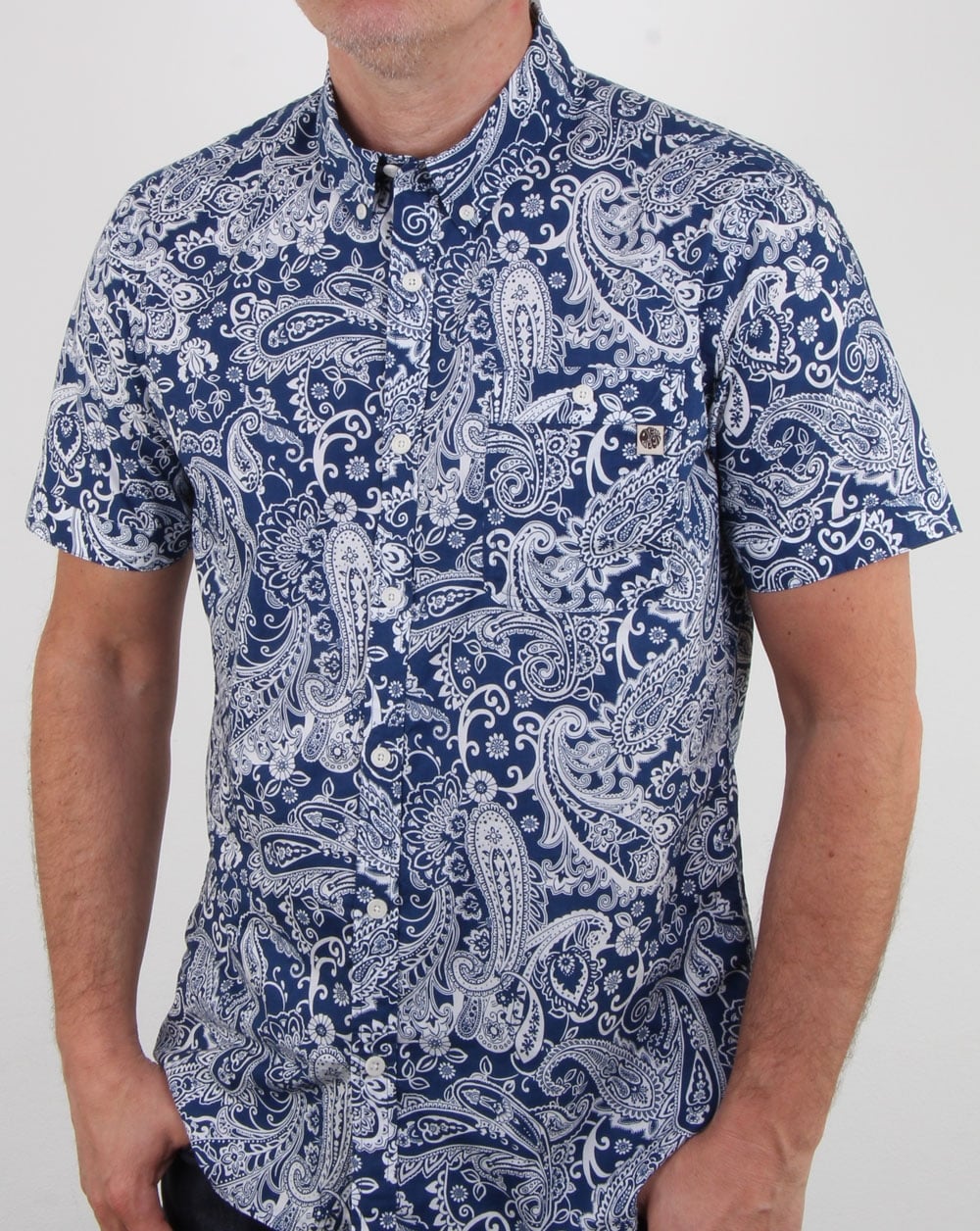 Pretty Green Payton Paisley-Hemd, Marineblau
