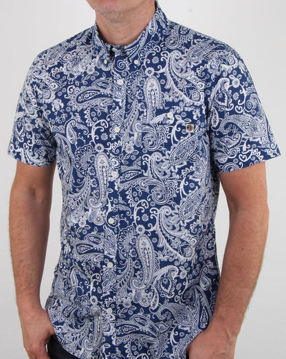 Pretty Green Payton Paisley-Hemd, Marineblau