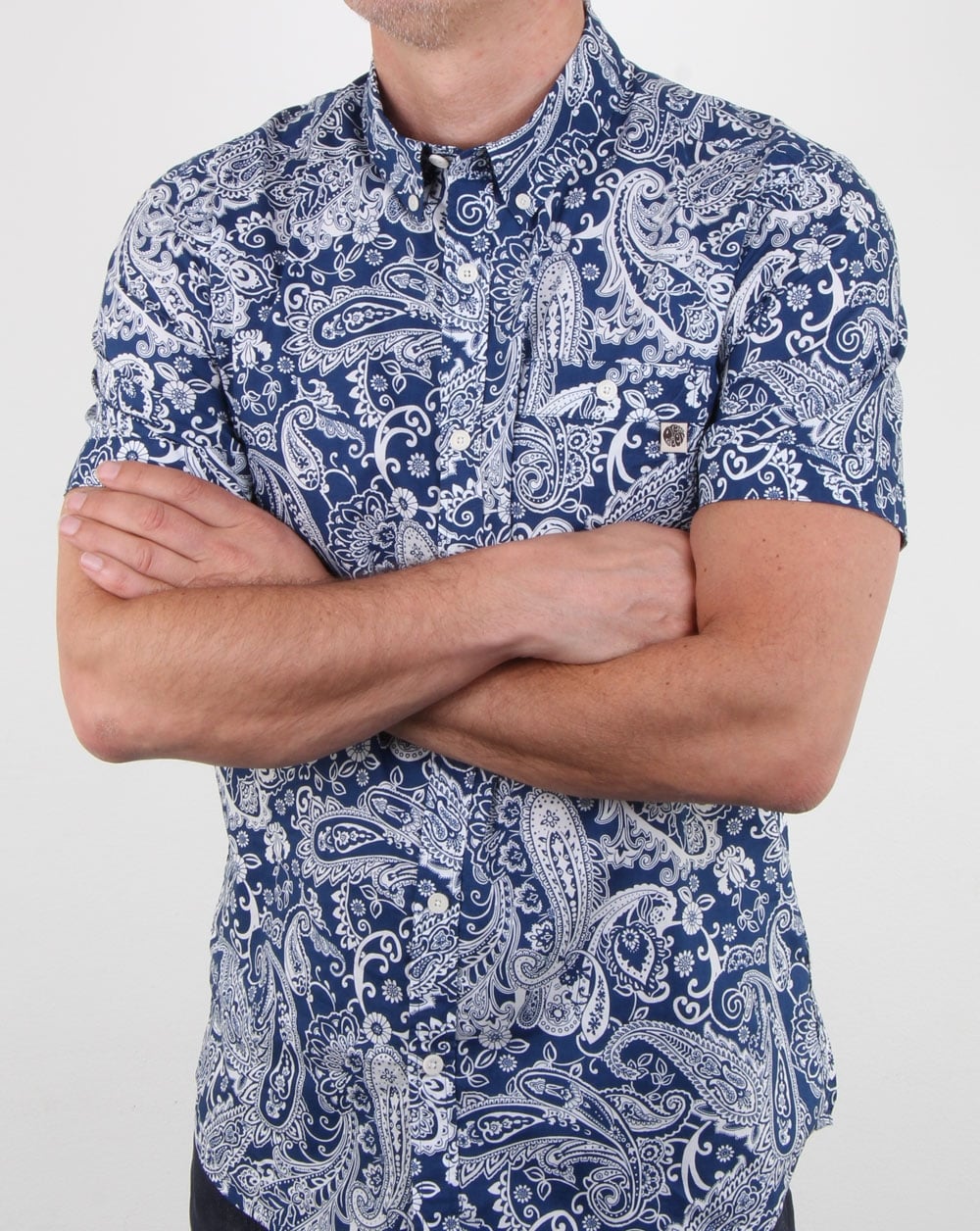Pretty Green Payton Paisley Shirt Navy