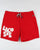 Lacoste Logo Lettering Swim Shorts Red
