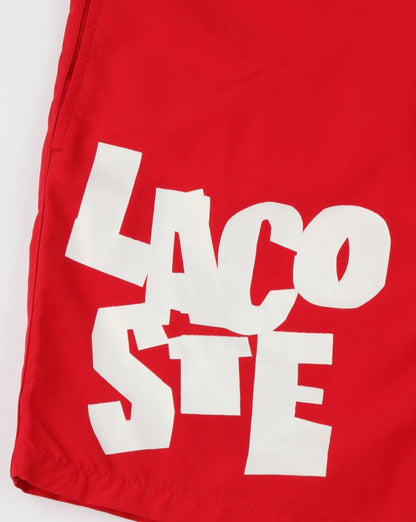 Lacoste Badeshorts mit Logo-Schriftzug in Rot