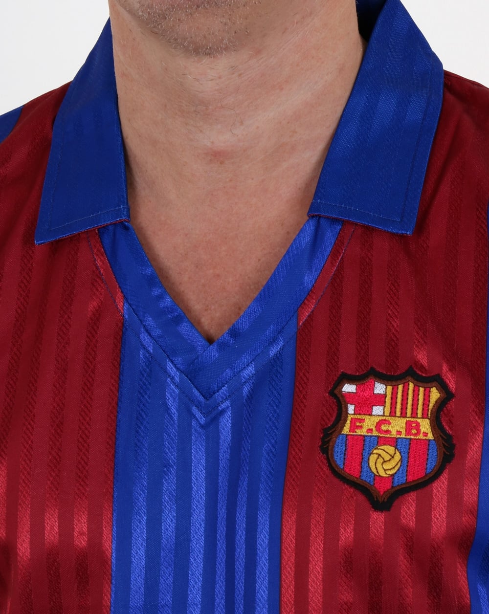 80er Casual Classics Barcelona 1992 Retro Fußballtrikot Rot Blau