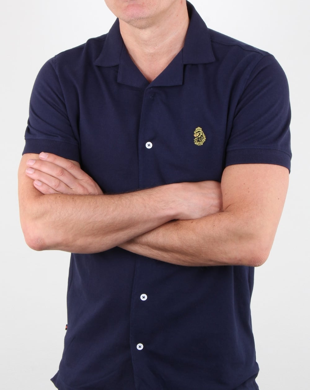 Luke Barratt Cuban Collar Shirt Navy