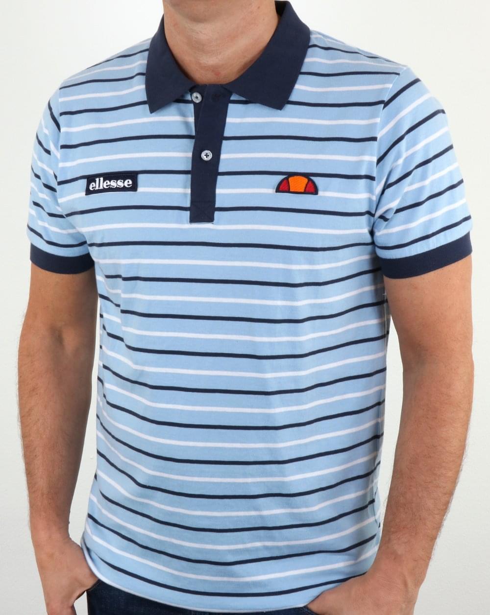 Ellesse – Himmelblau gestreiftes Poloshirt