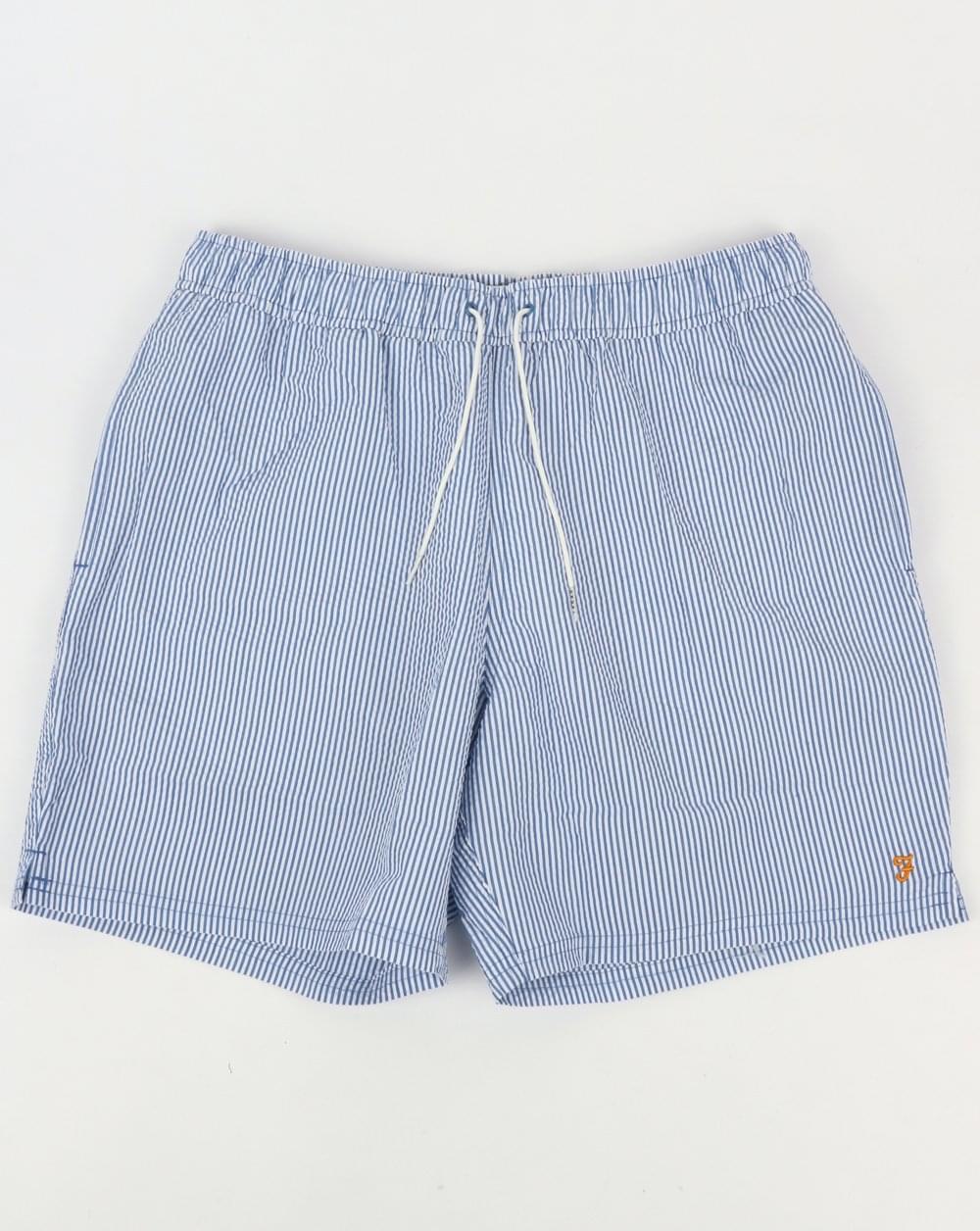 Farah – Colbert Seersucker-Badeshorts in Königsblau