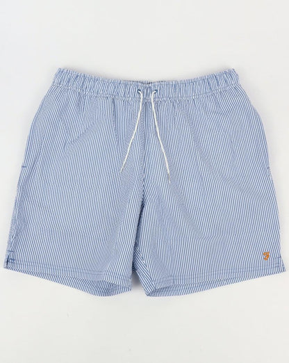Farah – Colbert Seersucker-Badeshorts in Königsblau