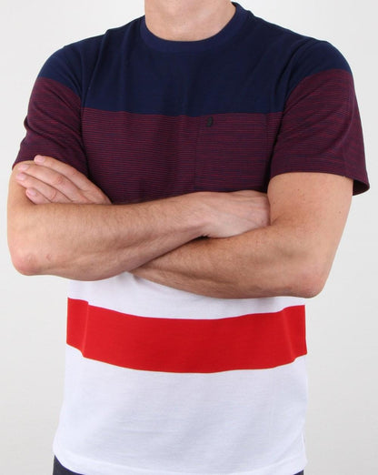 Luke Toto – Gestreiftes T-Shirt in Marineblau
