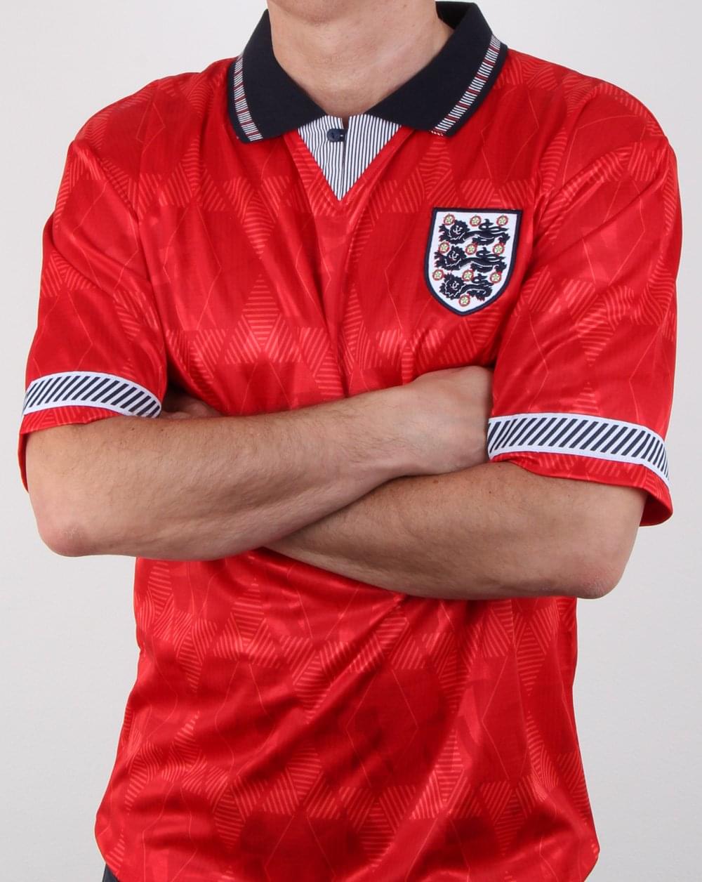 80er Casual Classics England 1990 Auswärts-Retro-Trikot Rot