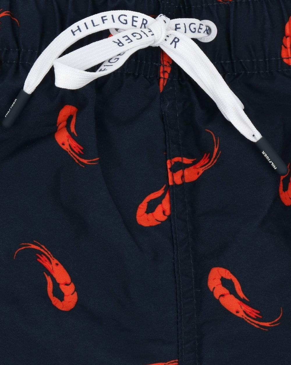 Tommy Hilfiger – Badeshorts mit Garnelen-Print in Marineblau