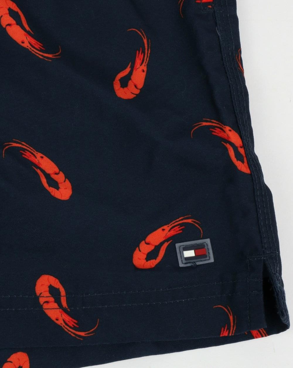 Tommy Hilfiger – Badeshorts mit Garnelen-Print in Marineblau