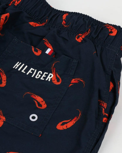 Tommy Hilfiger – Badeshorts mit Garnelen-Print in Marineblau