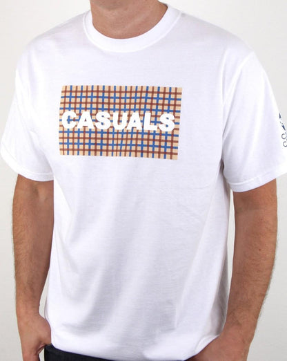 80er Casual Classics Lässiges Karo-T-Shirt Weiß