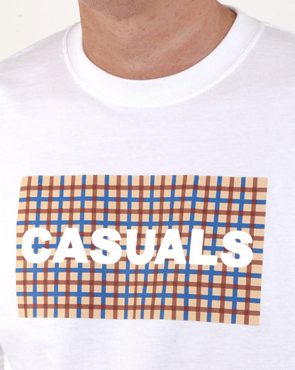 80er Casual Classics Lässiges Karo-T-Shirt Weiß
