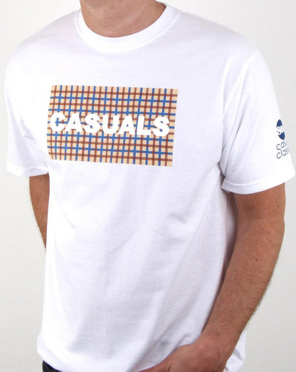 80er Casual Classics Lässiges Karo-T-Shirt Weiß