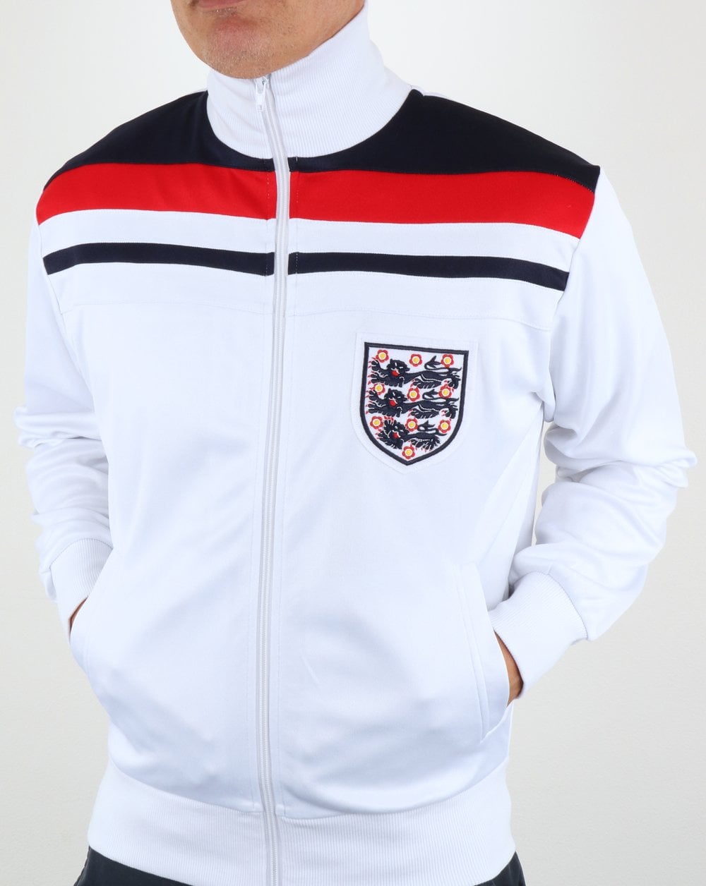 80er Casual Classics England 1982 Trainingsjacke Weiß