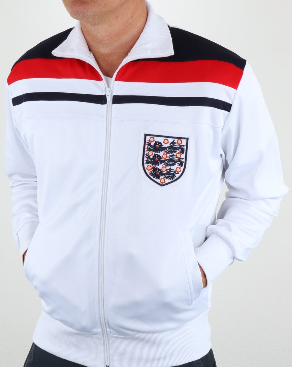 80er Casual Classics England 1982 Trainingsjacke Weiß