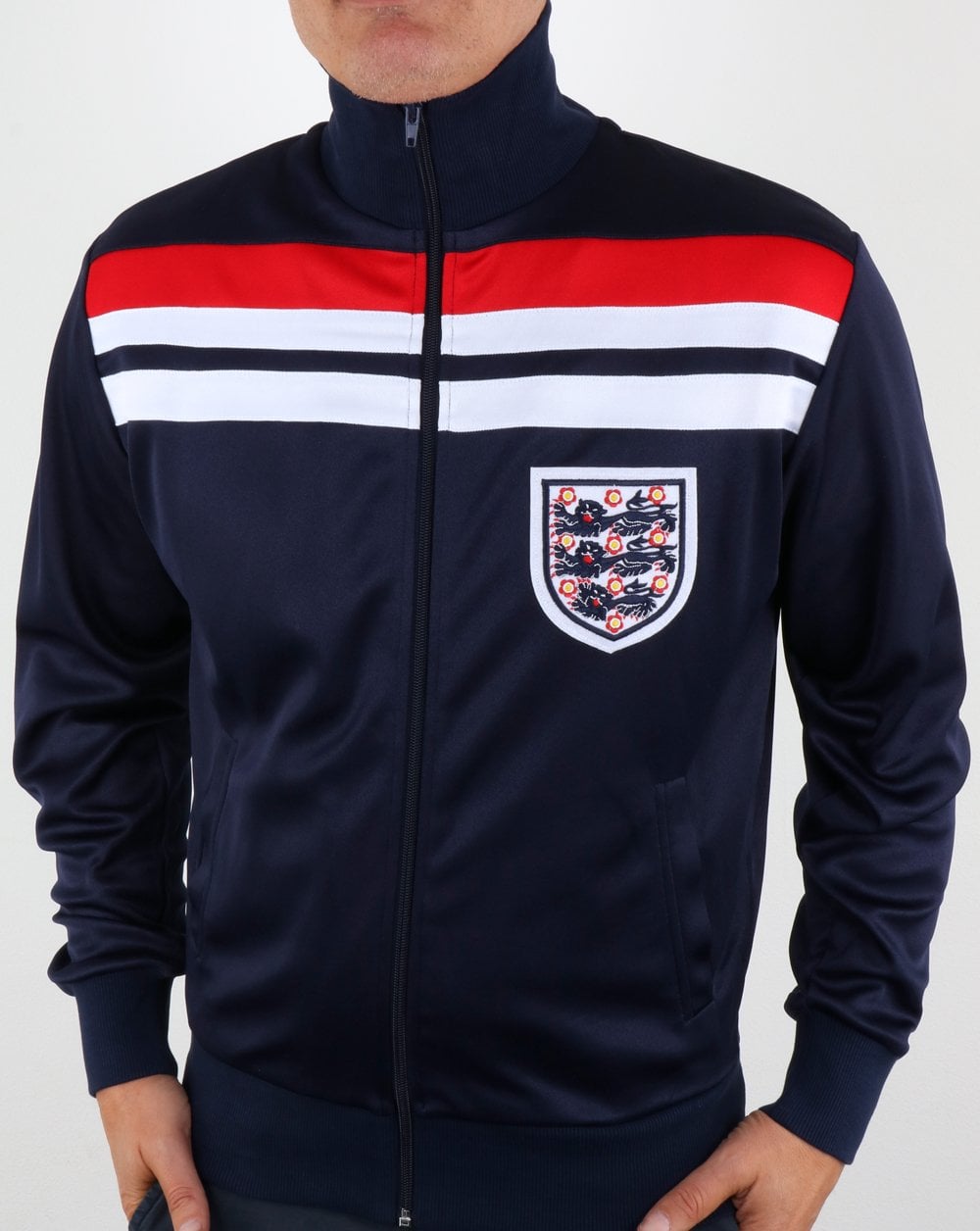 80er Casual Classics England 1982 Trainingsjacke Marineblau