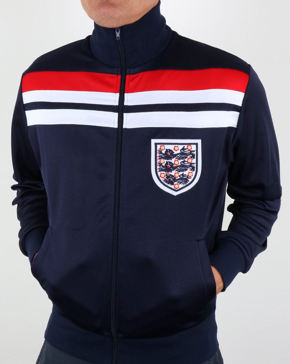 80er Casual Classics England 1982 Trainingsjacke Marineblau