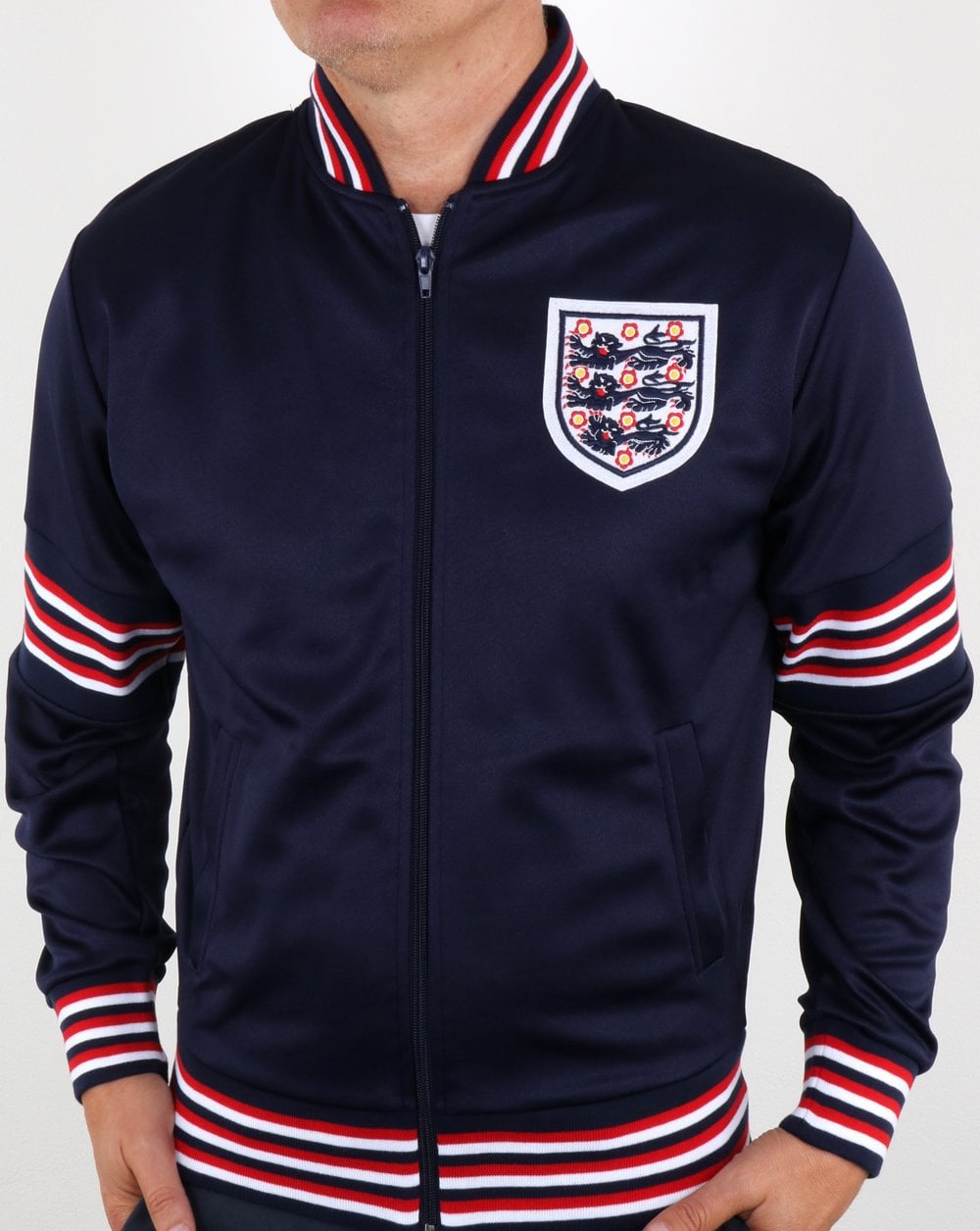 80er Casual Classics England 1974 Trainingsjacke Marineblau