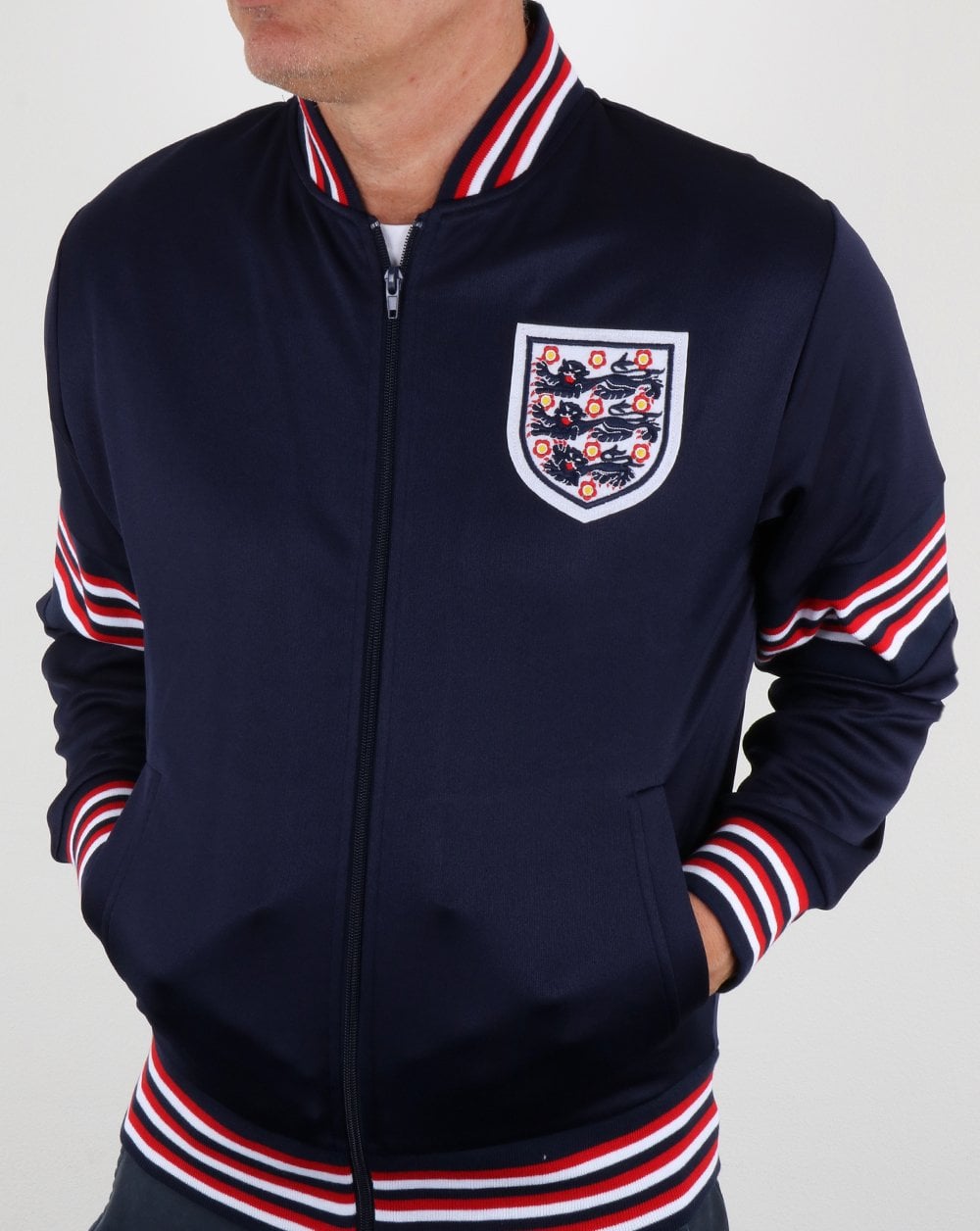 80er Casual Classics England 1974 Trainingsjacke Marineblau