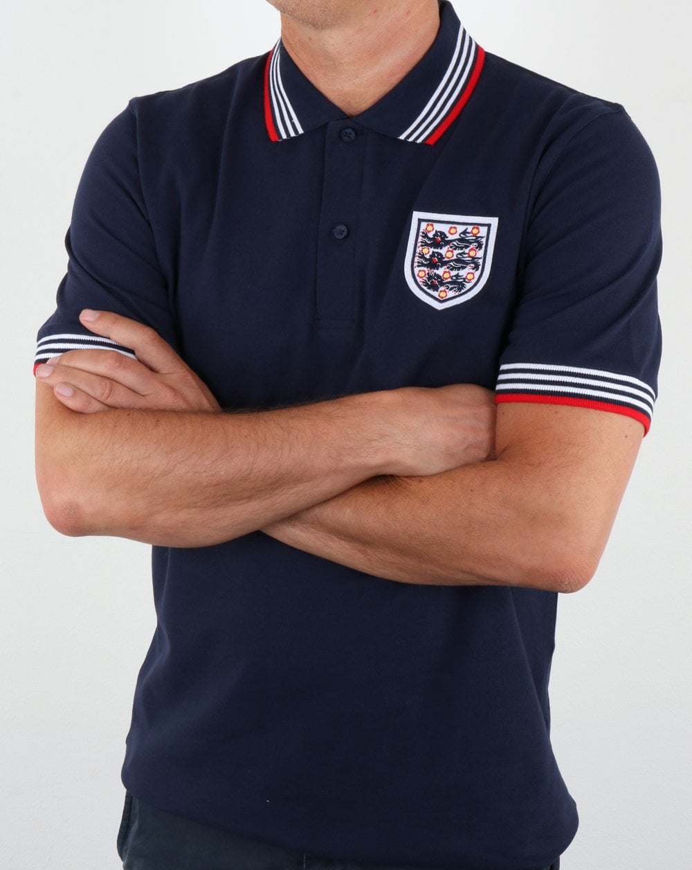 80er Casual Classics England 1974 Poloshirt Marineblau