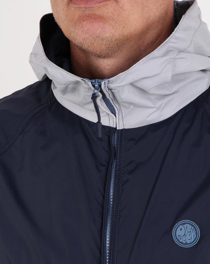 Pretty Green – Kontrastjacke mit durchgehendem Reißverschluss und Kapuze, Marineblau