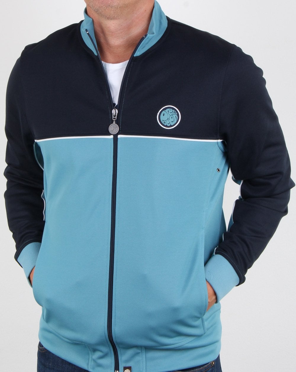 Pretty Green Contrast Panel Track Top Navy