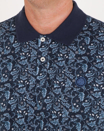 Pretty Green Poloshirt mit Blumenmuster, Marineblau