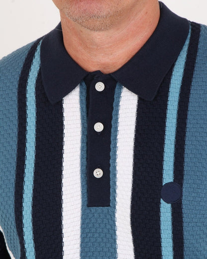 Pretty Green Gestreiftes Strickpolo Marineblau