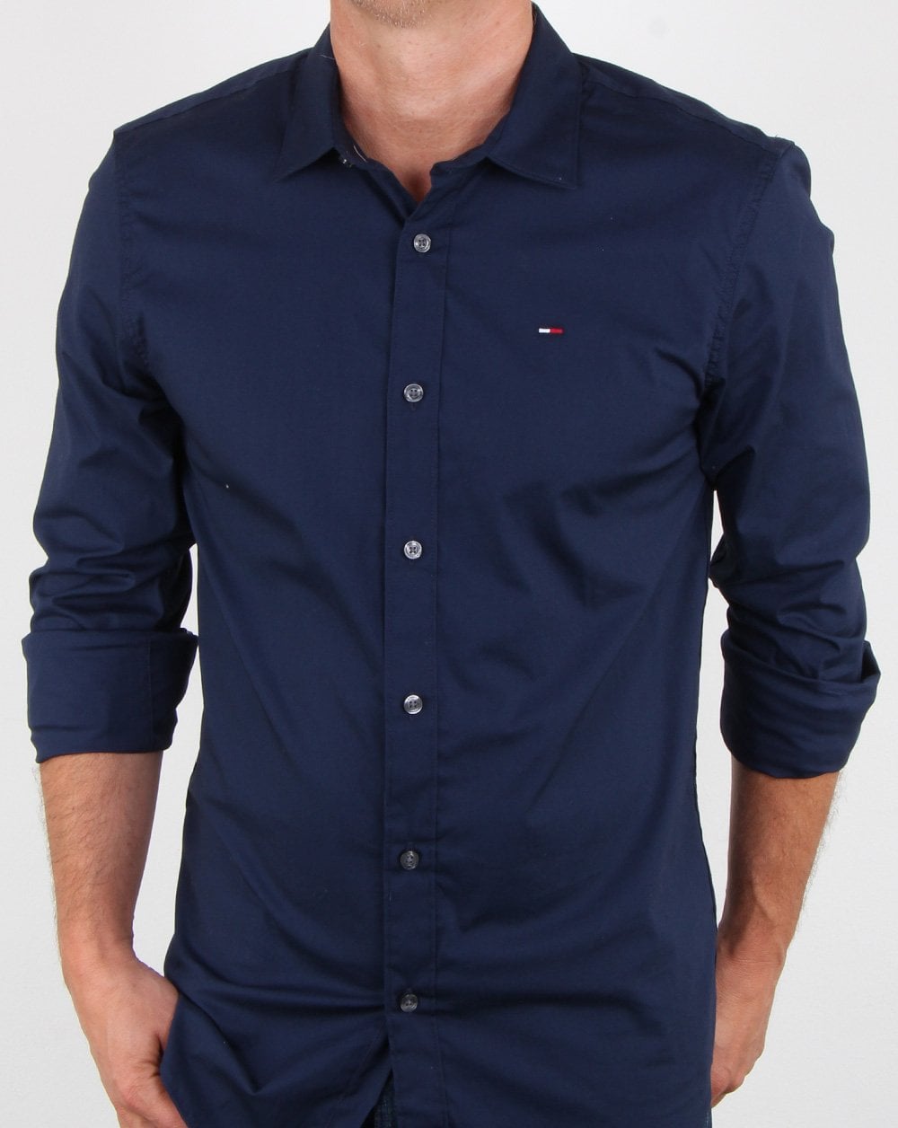 Tommy Jeans Stretch-Hemd in Marineblau