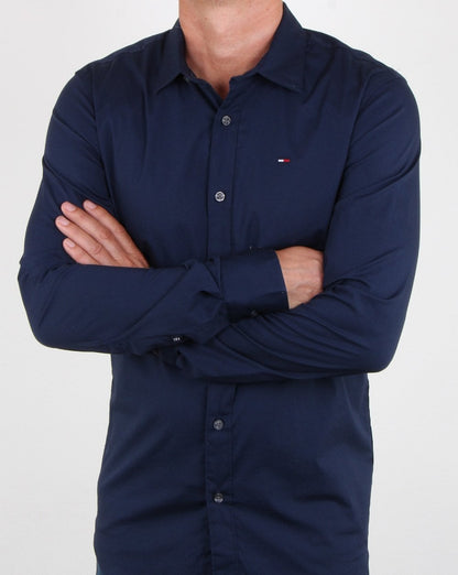 Tommy Jeans Stretch-Hemd in Marineblau