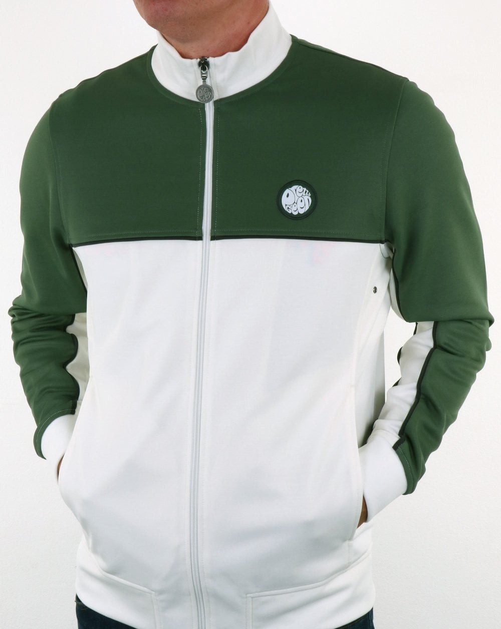 Pretty Green Trainingsjacke mit Kontrasteinsatz Grün
