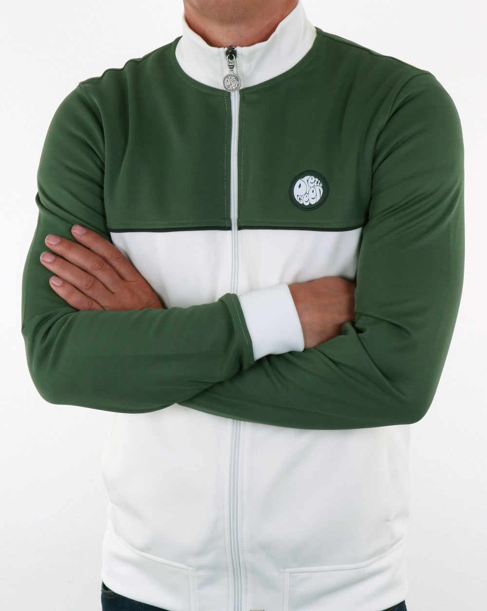 Pretty Green Trainingsjacke mit Kontrasteinsatz Grün