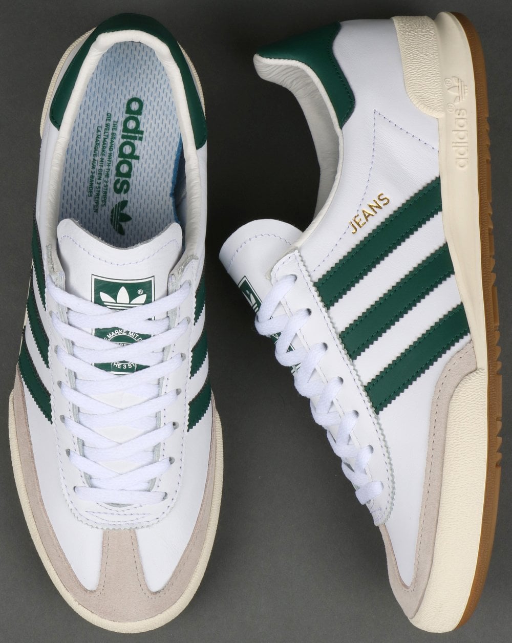 Adidas Jeans Leder-Sneaker Weiß/Grün