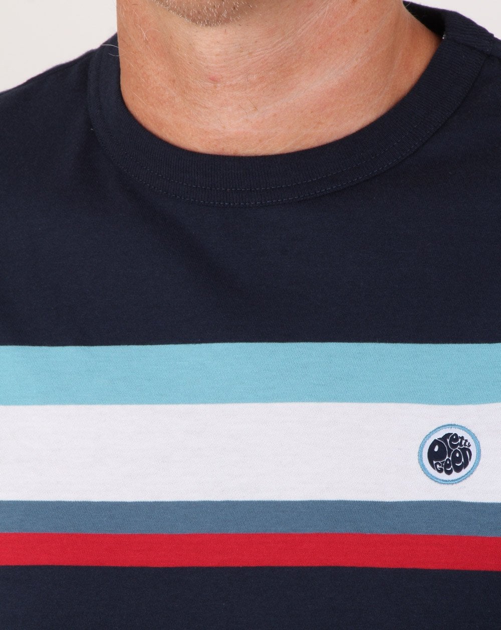 Pretty Green – T-Shirt mit Kontrasteinsätzen in Marineblau