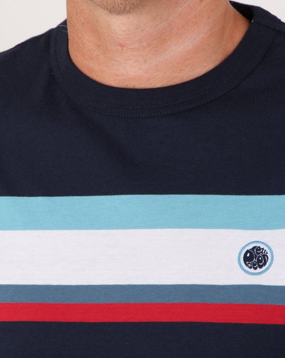 Pretty Green – T-Shirt mit Kontrasteinsätzen in Marineblau
