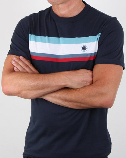 Pretty Green – T-Shirt mit Kontrasteinsätzen in Marineblau