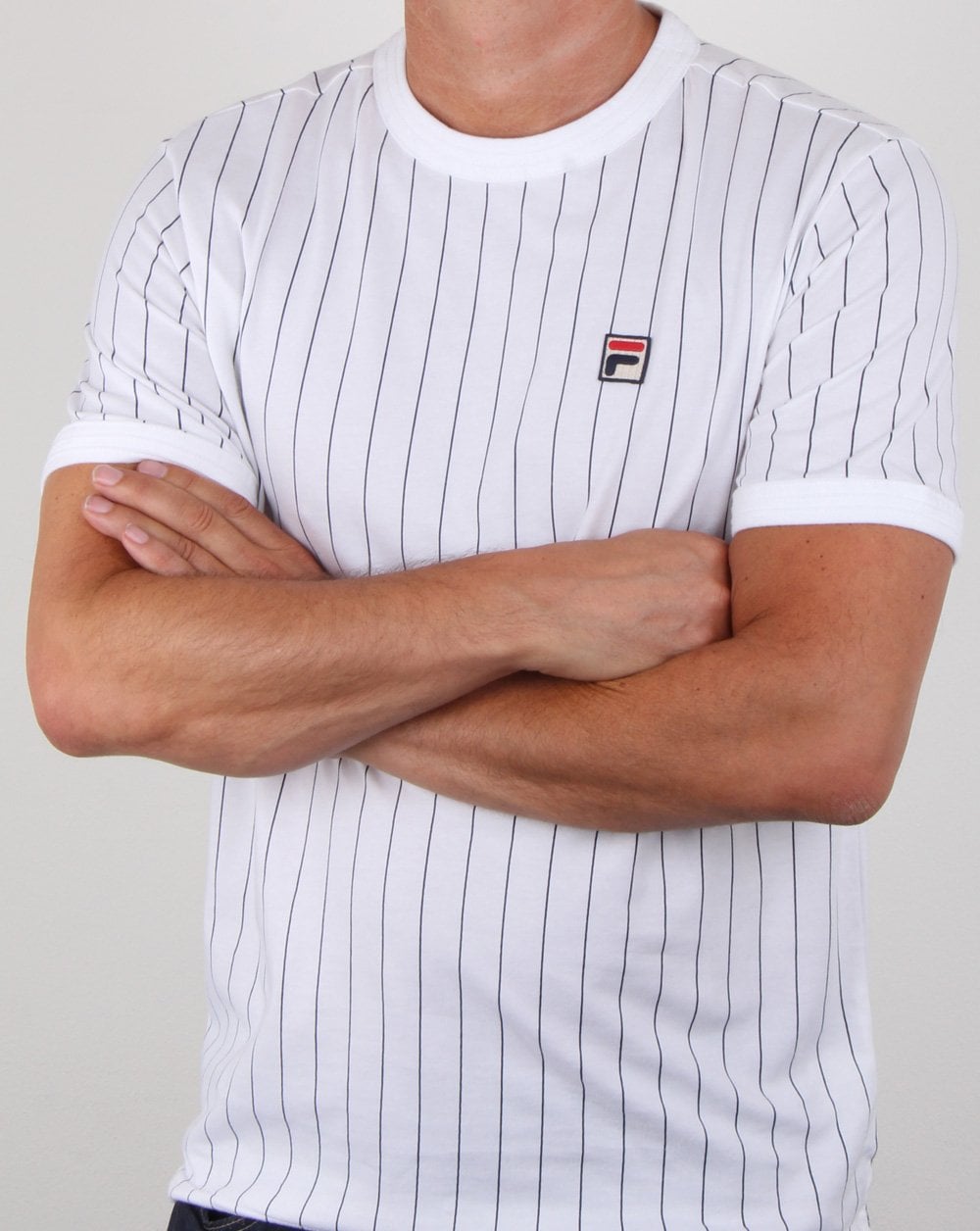 Fila Vintage Nadelstreifen-T-Shirt Weiß