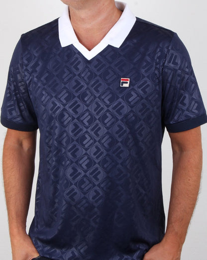 Fila Vintage Retro Fußballtrikot Marineblau/Weiß