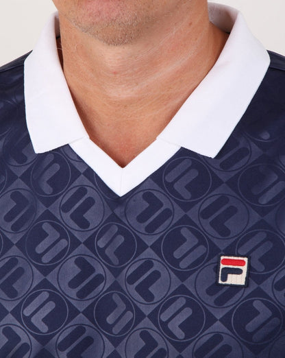 Fila Vintage Retro Fußballtrikot Marineblau/Weiß