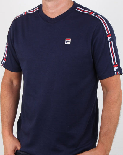 Fila Vintage Heath Tape T-Shirt Marineblau/Rot/Weiß