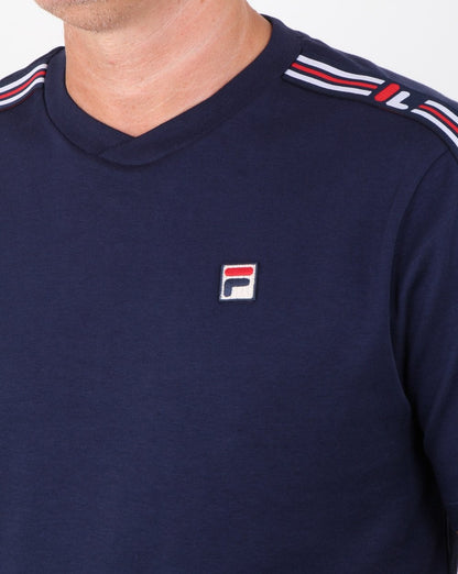 Fila Vintage Heath Tape T-Shirt Marineblau/Rot/Weiß
